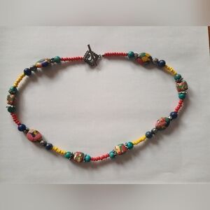 Fiesta or Mosaic Jasper Necklace with Toggle Closure